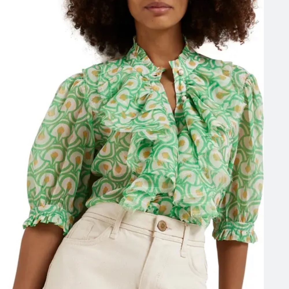 See through ruffle top